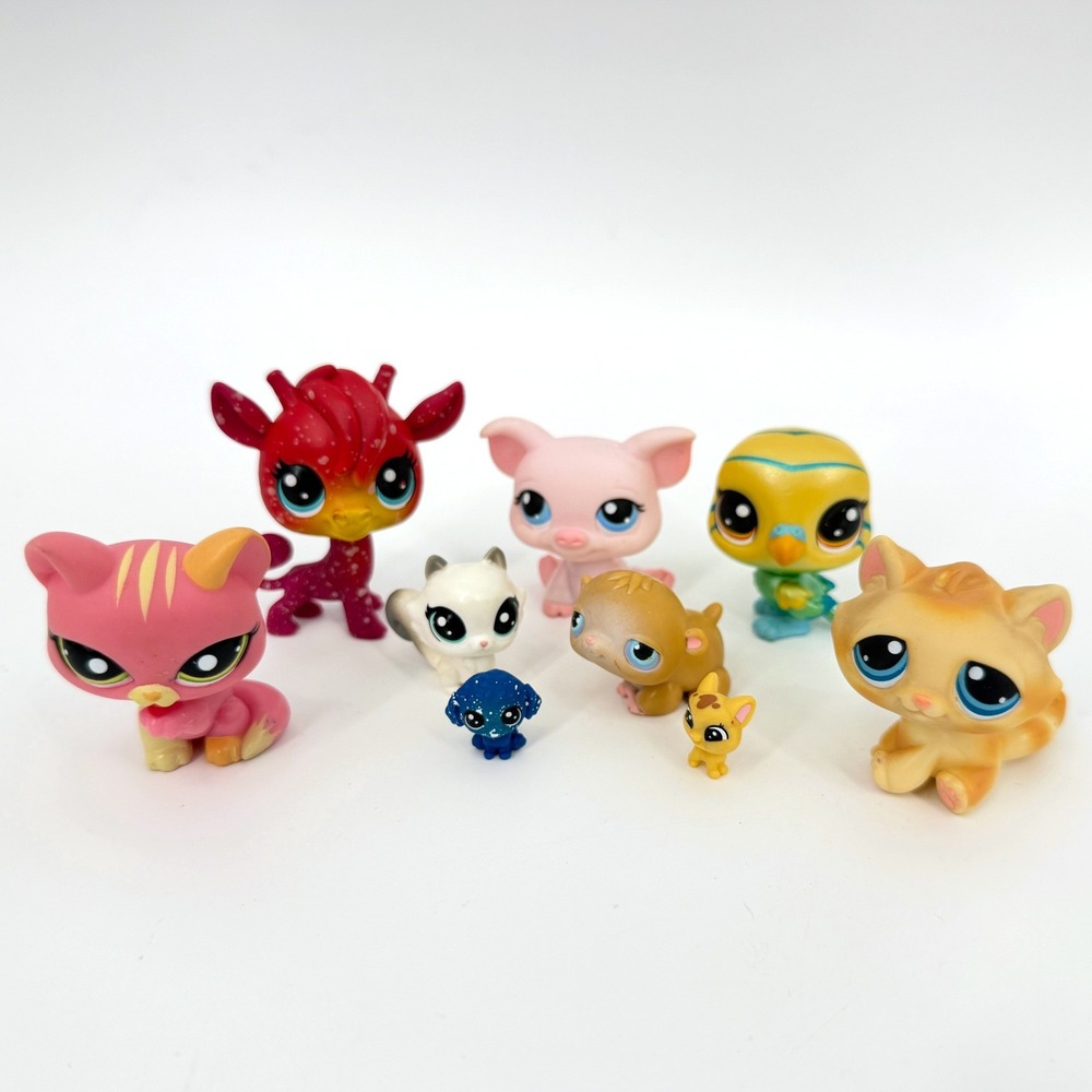 Lot 9 Littlest Pet Shop LPS Figures Cat Pig Giraffe Bird